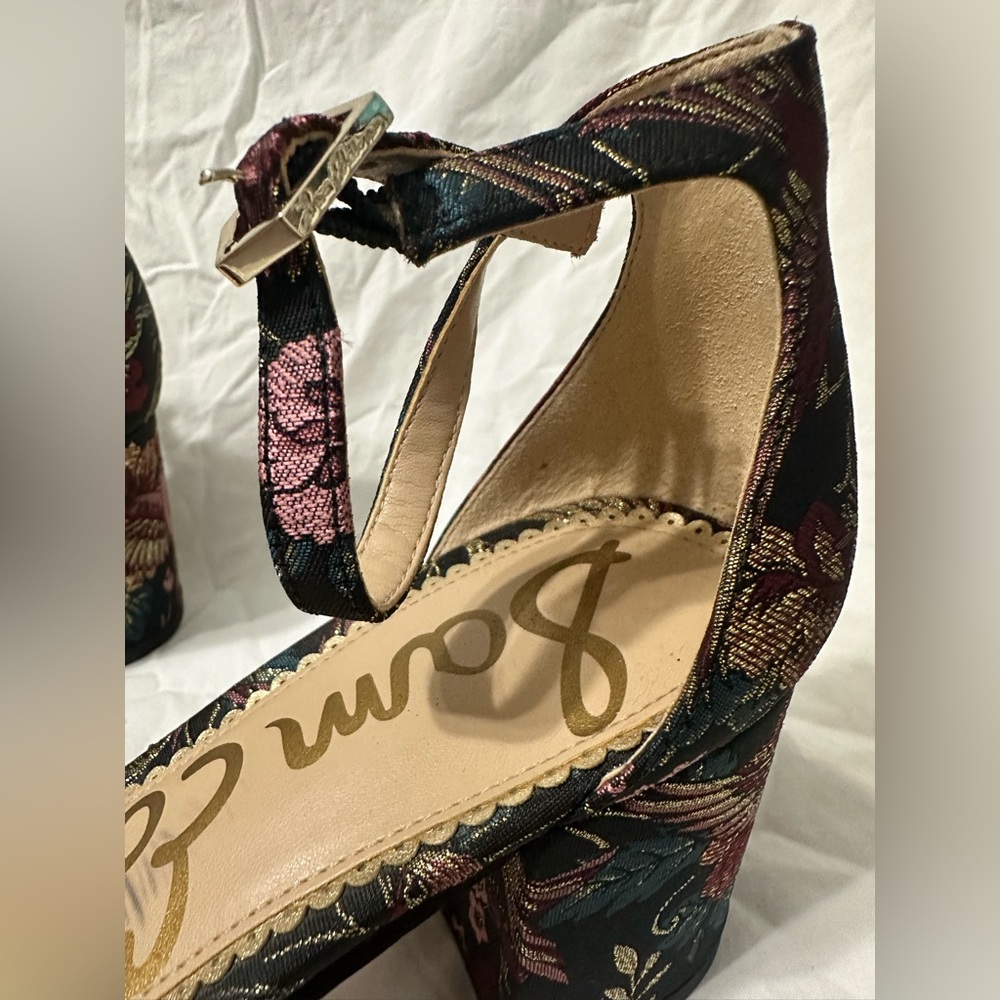 Sam Edelman Women's Floral Ankle Strap Heels - Picture 5 of 8